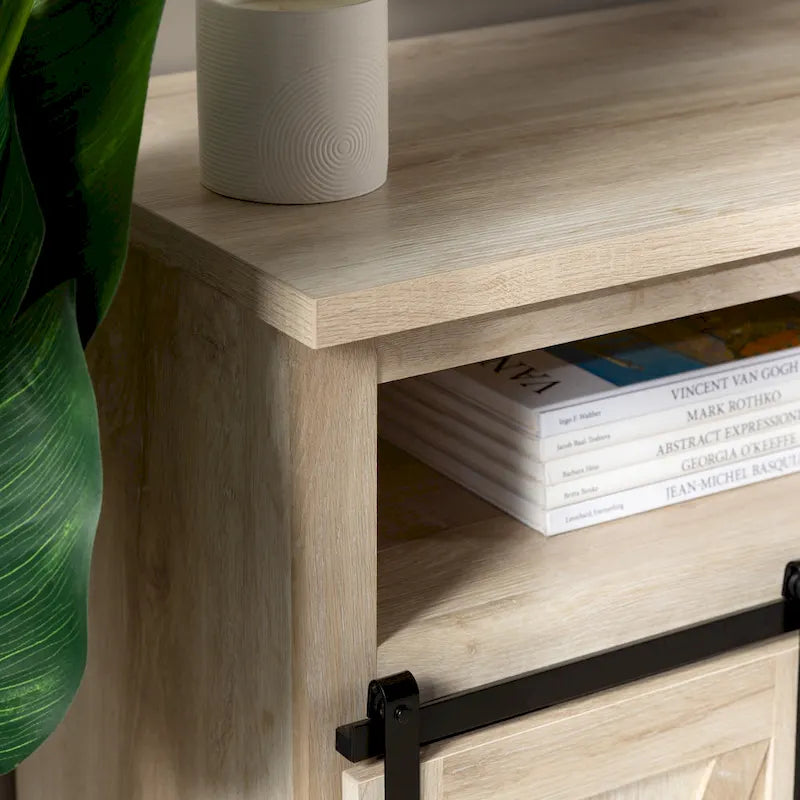 Meuble TV coulissant 52 pouces avec porte de grange de style Highboy