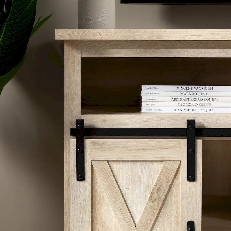 Meuble TV coulissant 52 pouces avec porte de grange de style Highboy