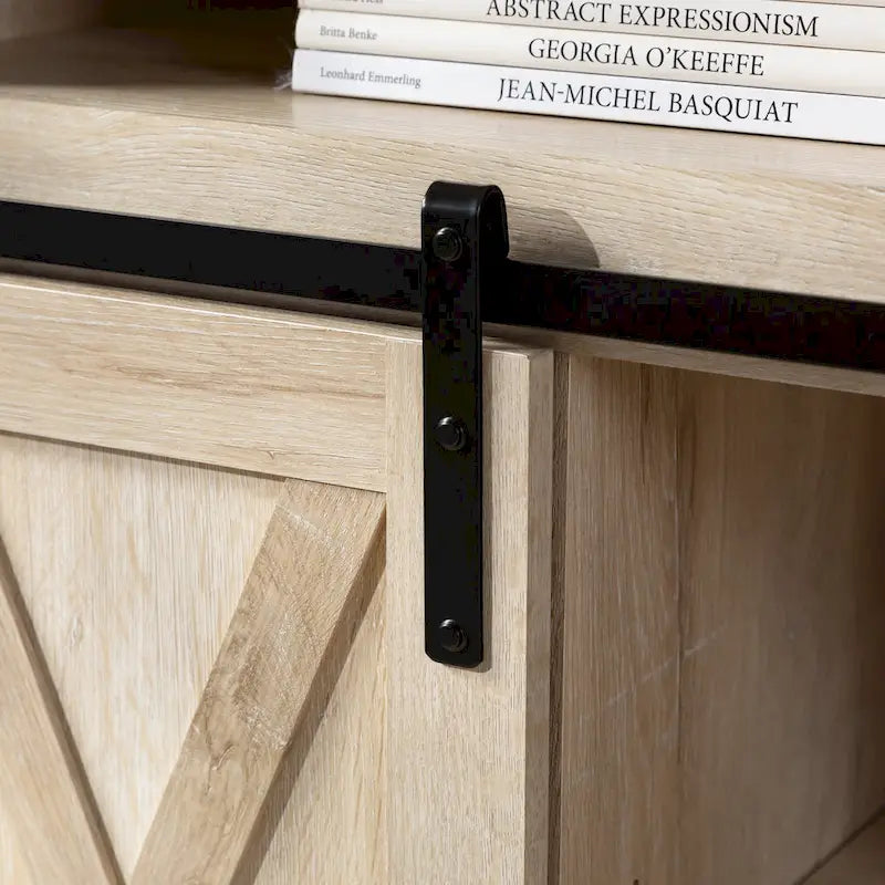 Meuble TV coulissant 52 pouces avec porte de grange de style Highboy