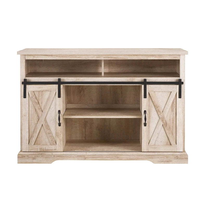 Meuble TV coulissant 52 pouces avec porte de grange de style Highboy