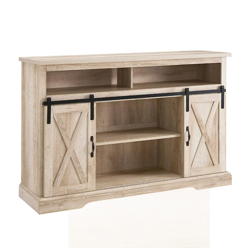 Meuble TV coulissant 52 pouces avec porte de grange de style Highboy