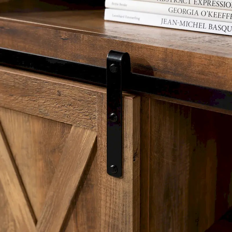 Meuble TV coulissant 52 pouces avec porte de grange de style Highboy
