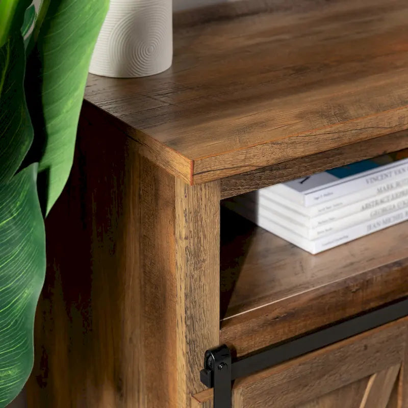 Meuble TV coulissant 52 pouces avec porte de grange de style Highboy