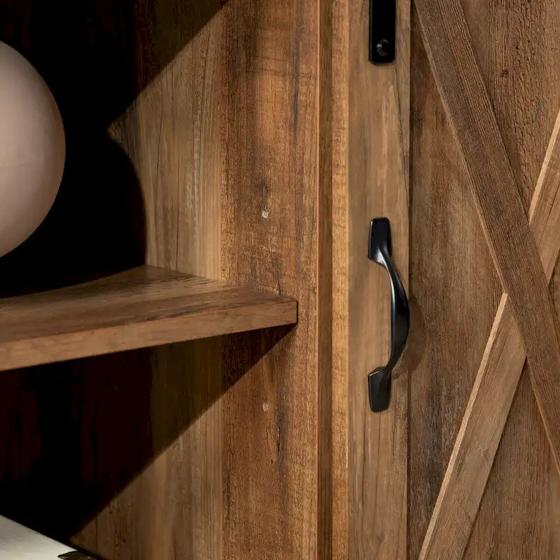 Meuble TV coulissant 52 pouces avec porte de grange de style Highboy