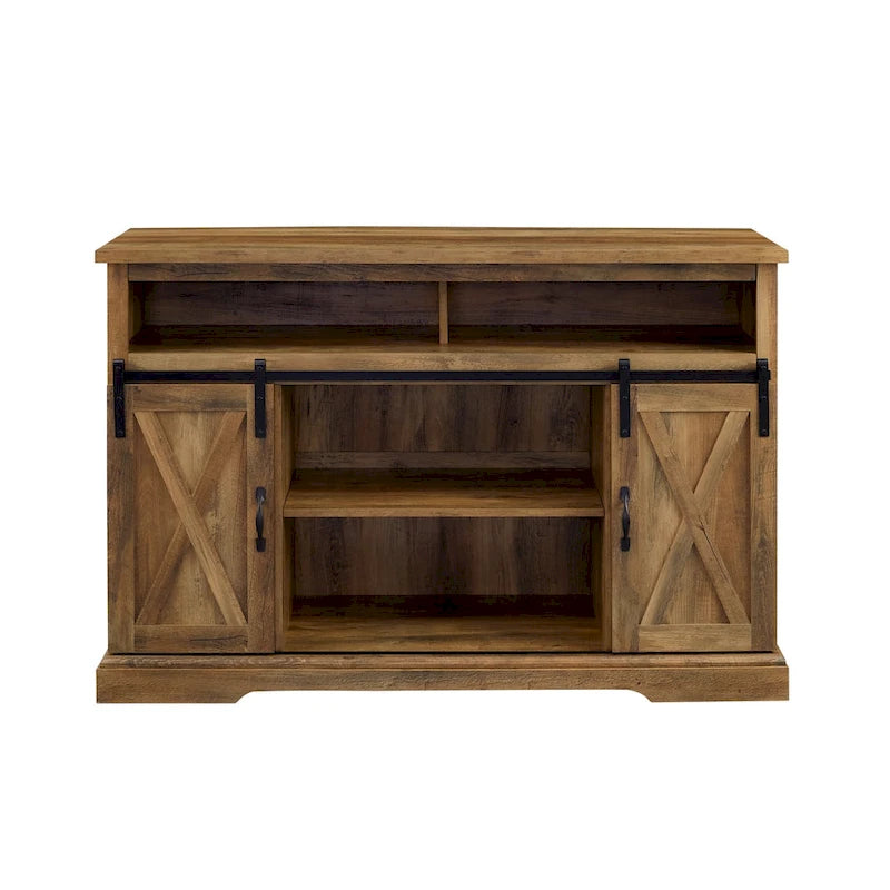 Meuble TV coulissant 52 pouces avec porte de grange de style Highboy