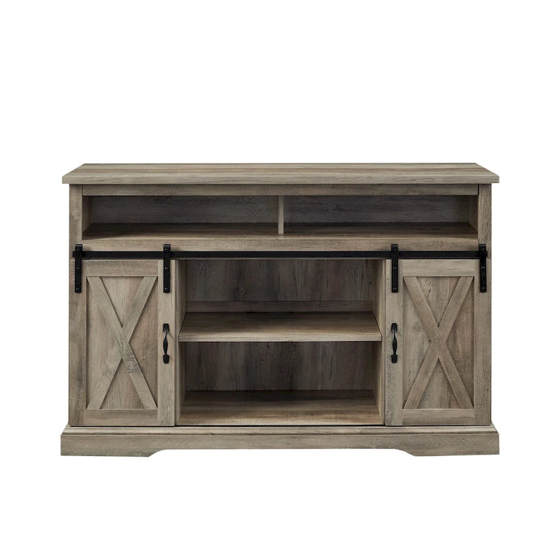 Meuble TV coulissant 52 pouces avec porte de grange de style Highboy