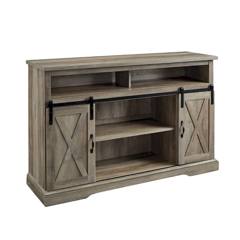 Meuble TV coulissant 52 pouces avec porte de grange de style Highboy