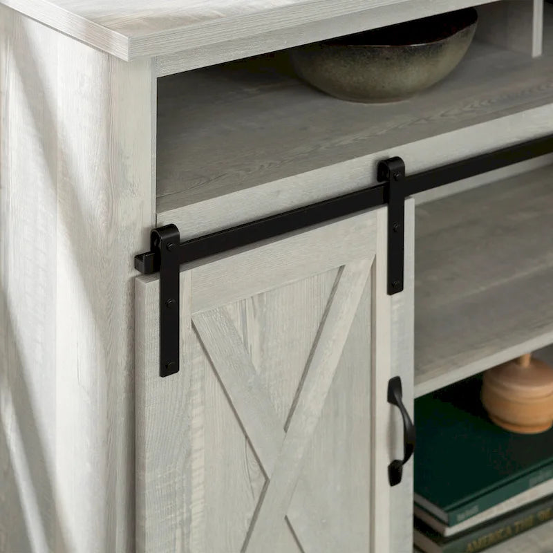 Meuble TV coulissant 52 pouces avec porte de grange de style Highboy