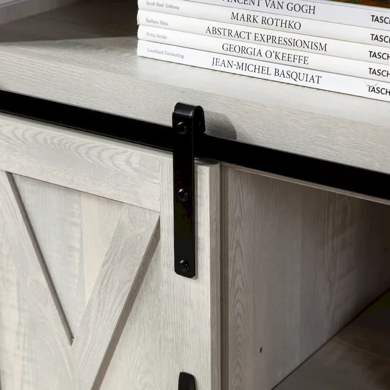 Meuble TV coulissant 52 pouces avec porte de grange de style Highboy
