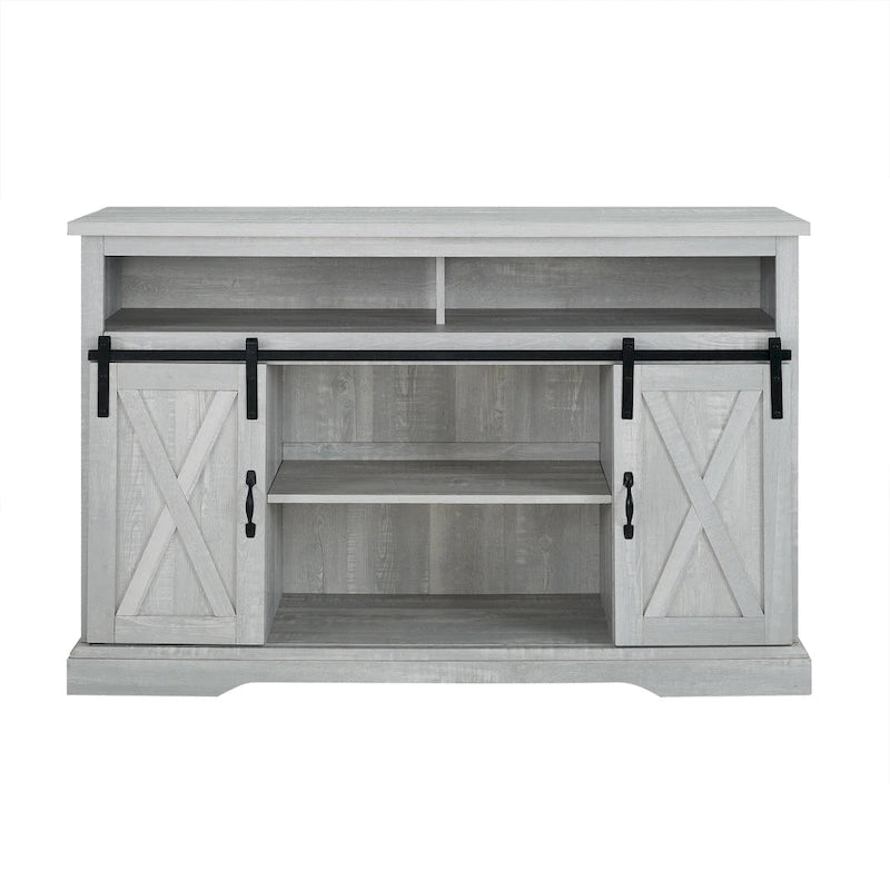 Meuble TV coulissant 52 pouces avec porte de grange de style Highboy