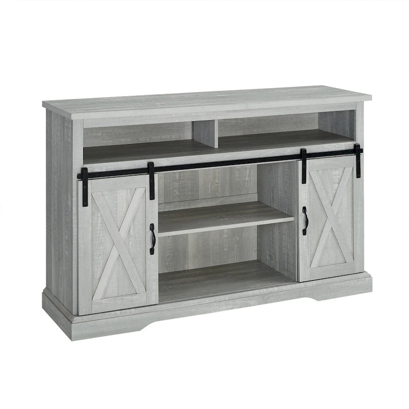 Meuble TV coulissant 52 pouces avec porte de grange de style Highboy