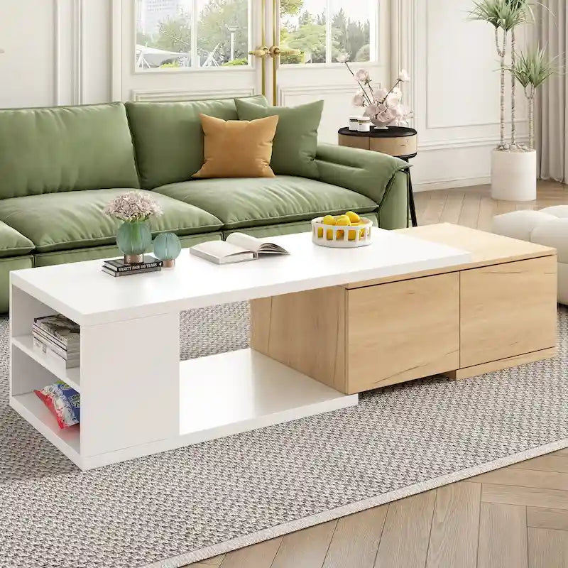 Table basse multifonctionnelle avec rangement dissimulé et 2 tiroirs