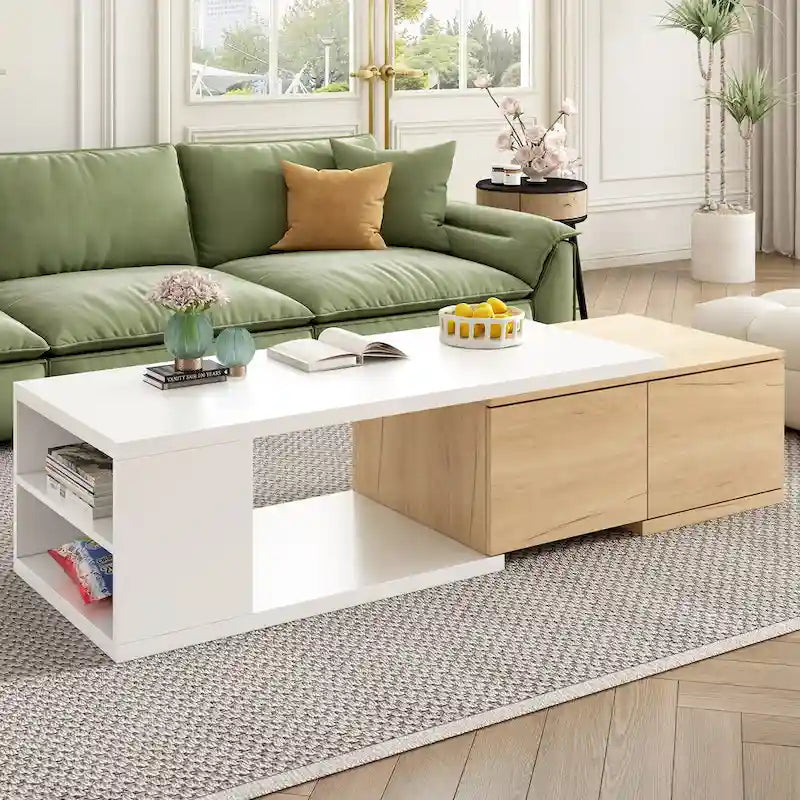 Table basse multifonctionnelle avec rangement dissimulé et 2 tiroirs