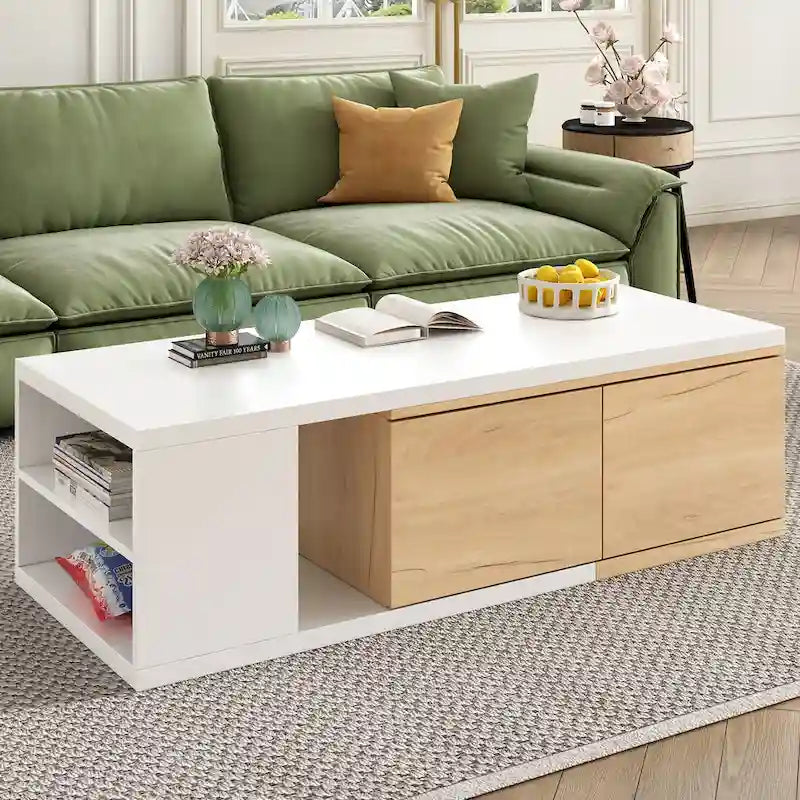 Table basse multifonctionnelle avec rangement dissimulé et 2 tiroirs