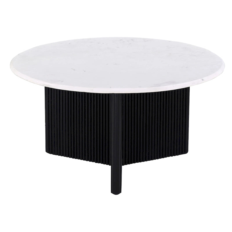 Table basse de luxe à piédestal avec plateau rond en marbre