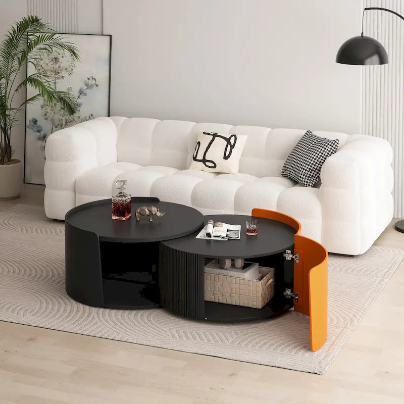 Tables basses — Tables rondes et guéridons ; incluant des tables d'appoint de style moderne dotées de plateaux coulissants extensibles