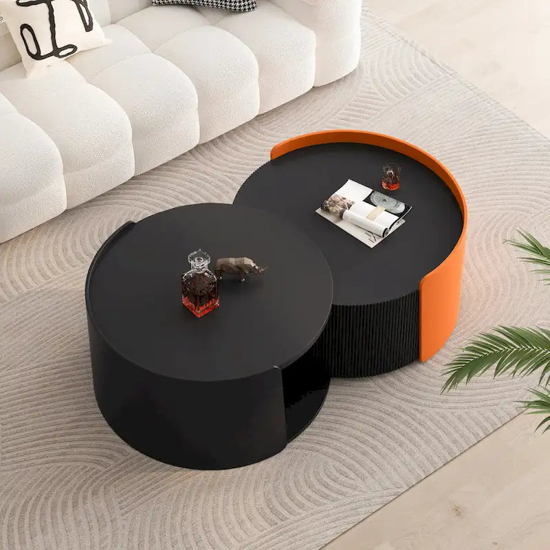 Tables basses — Tables rondes et guéridons ; incluant des tables d'appoint de style moderne dotées de plateaux coulissants extensibles