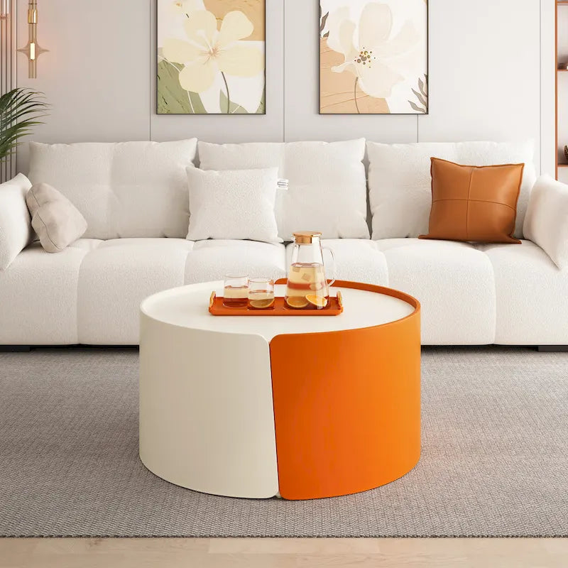 Tables basses — Tables rondes et guéridons ; incluant des tables d'appoint de style moderne dotées de plateaux coulissants extensibles