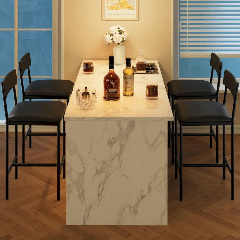 Ensemble de 2 tabourets de bar, tabourets de bar de cuisine avec repose-pieds