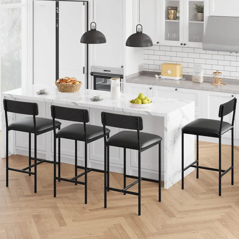 Ensemble de 2 tabourets de bar, tabourets de bar de cuisine avec repose-pieds