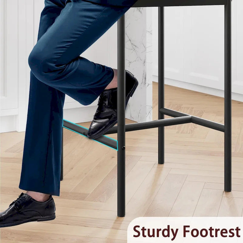 Ensemble de 2 tabourets de bar, tabourets de bar de cuisine avec repose-pieds