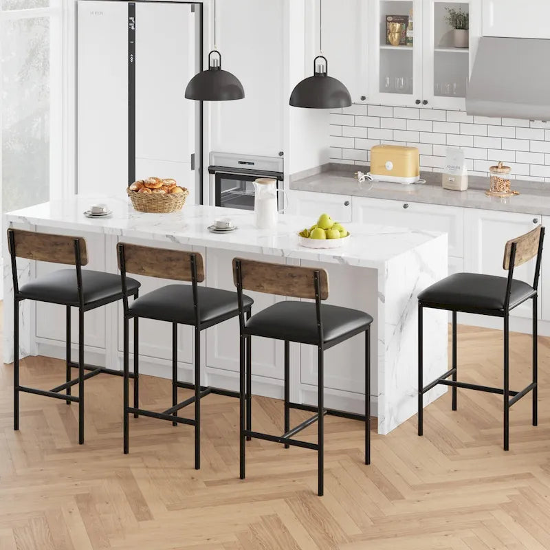 Ensemble de 2 tabourets de bar, tabourets de bar de cuisine avec repose-pieds