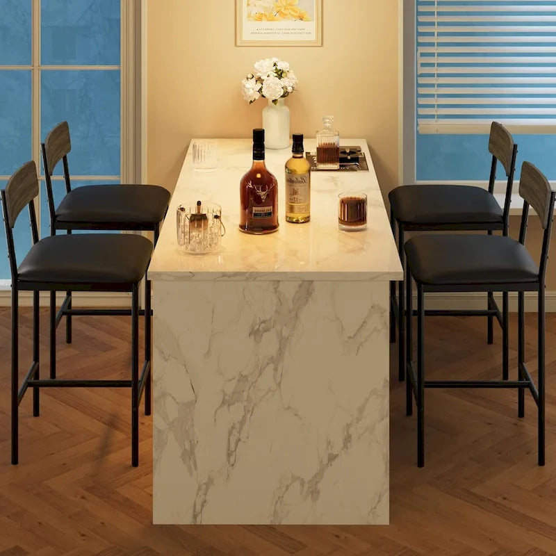 Ensemble de 2 tabourets de bar, tabourets de bar de cuisine avec repose-pieds