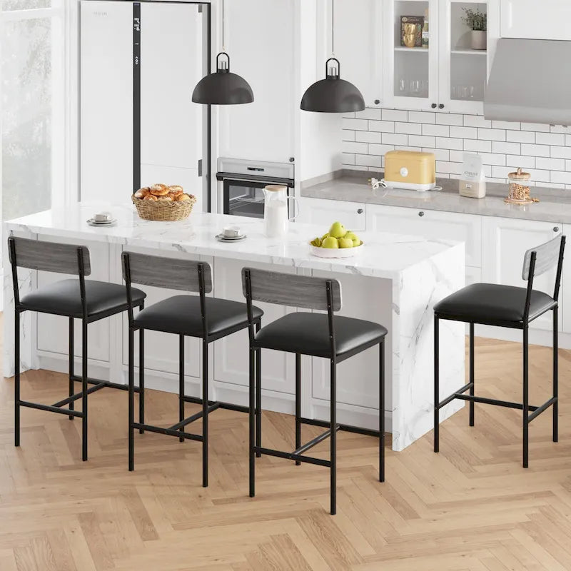 Ensemble de 2 tabourets de bar, tabourets de bar de cuisine avec repose-pieds