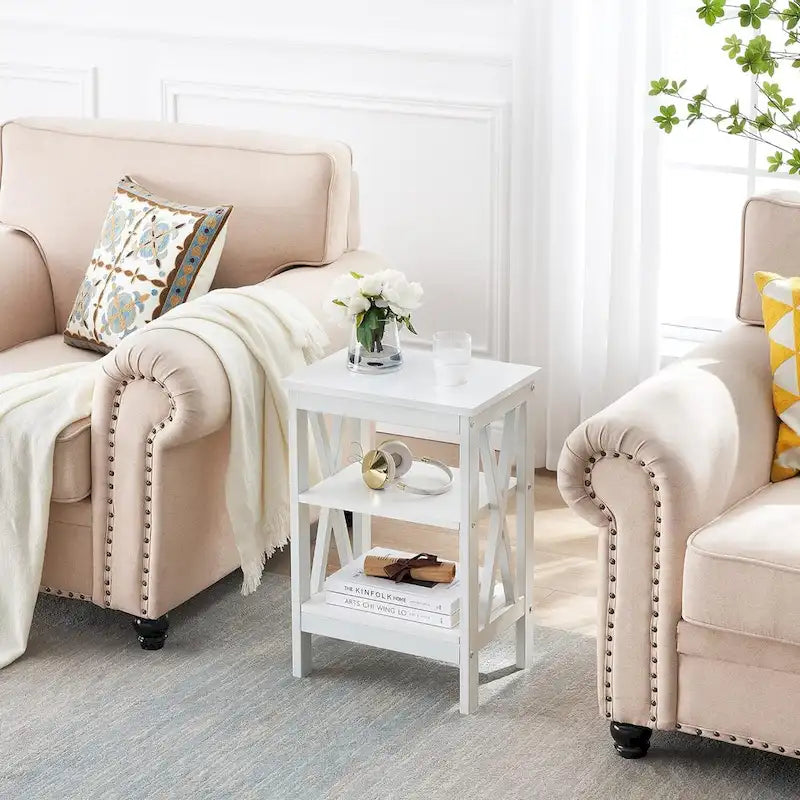 Table de chevet moderne avec 3 étagères de rangement, lot de 2 tables de chevet
