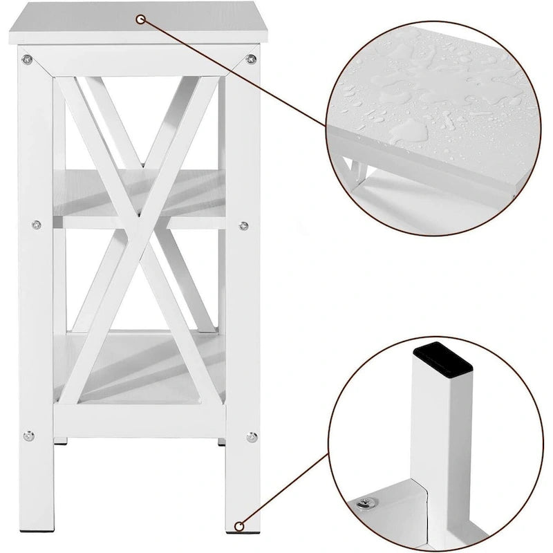 Table de chevet moderne avec 3 étagères de rangement, lot de 2 tables de chevet