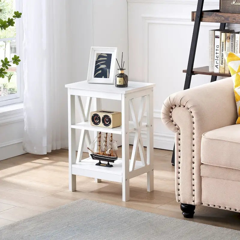 Table de chevet moderne avec 3 étagères de rangement, lot de 2 tables de chevet