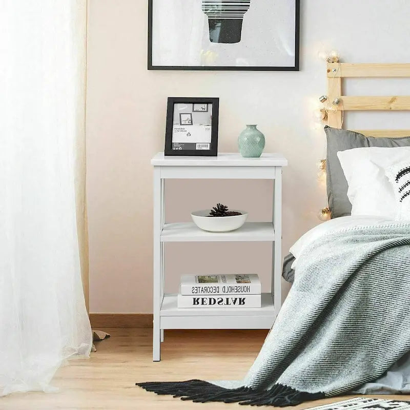 Table de chevet moderne avec 3 étagères de rangement, lot de 2 tables de chevet