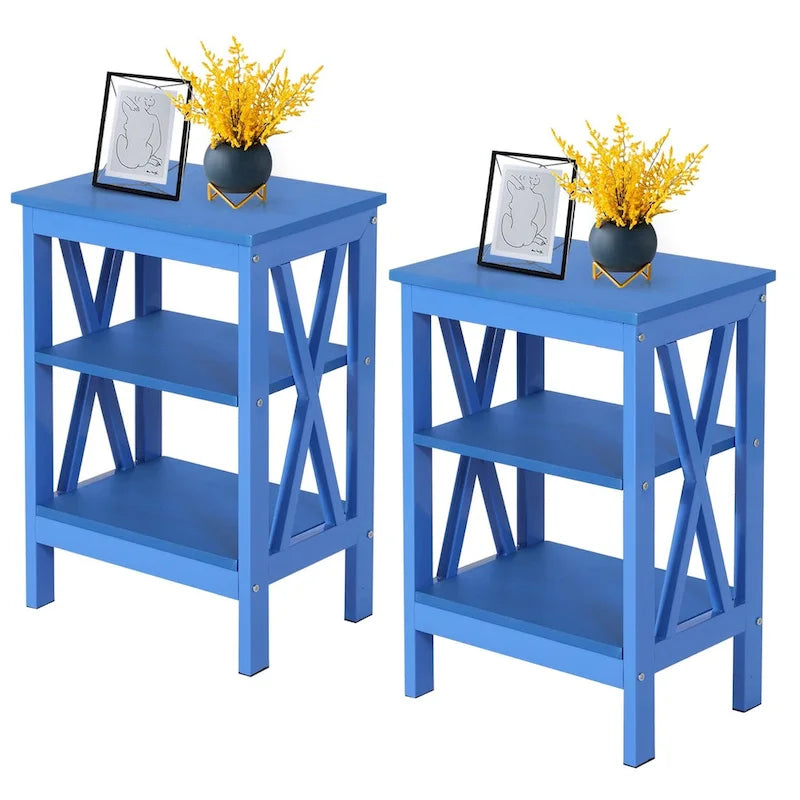 Table de chevet moderne avec 3 étagères de rangement, lot de 2 tables de chevet