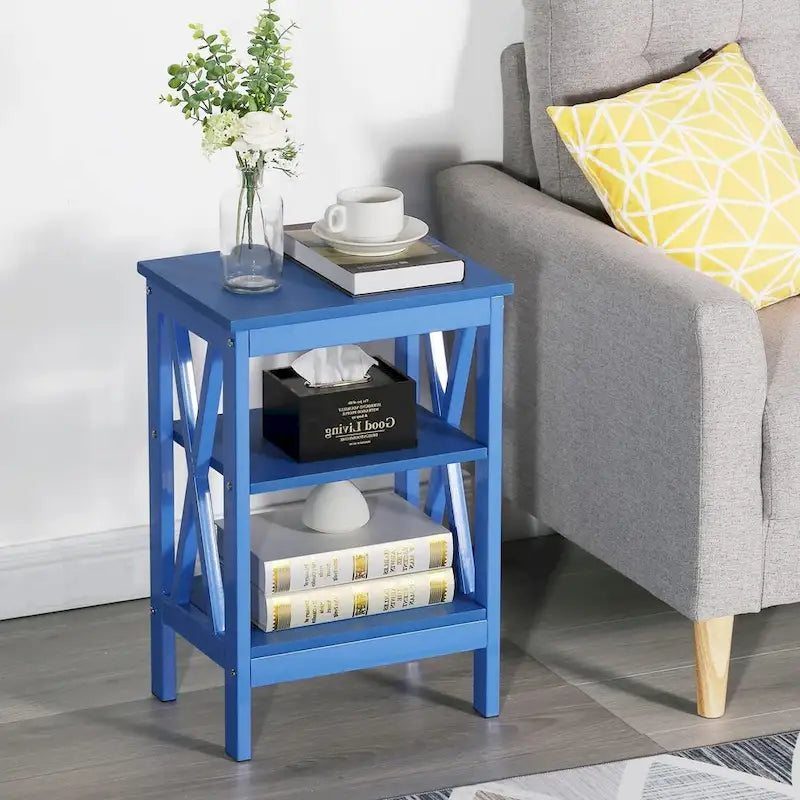 Table de chevet moderne avec 3 étagères de rangement, lot de 2 tables de chevet