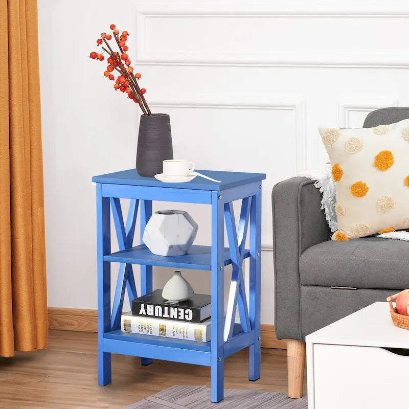 Table de chevet moderne avec 3 étagères de rangement, lot de 2 tables de chevet