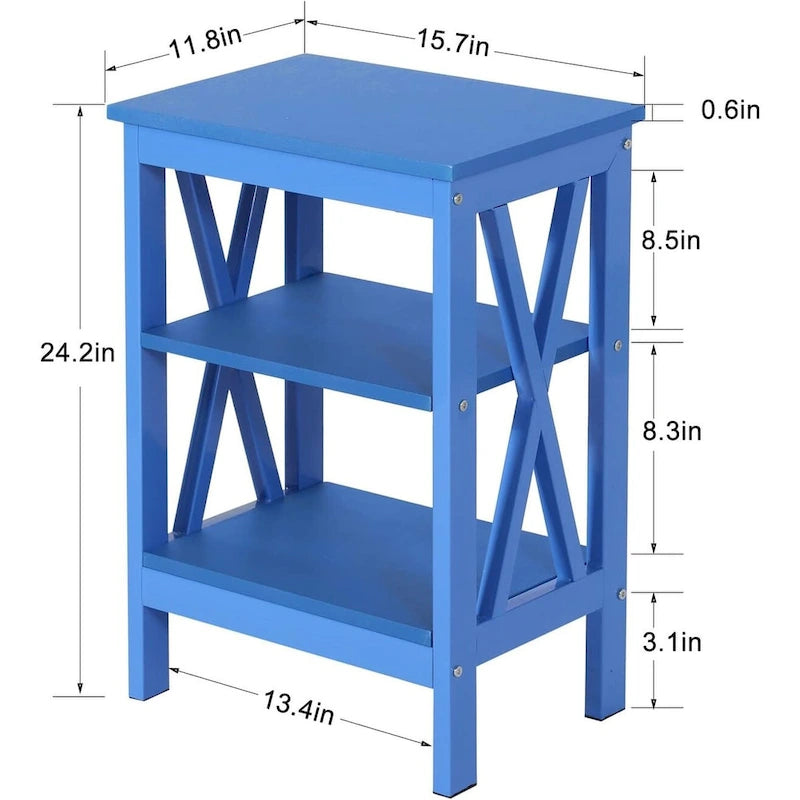 Table de chevet moderne avec 3 étagères de rangement, lot de 2 tables de chevet