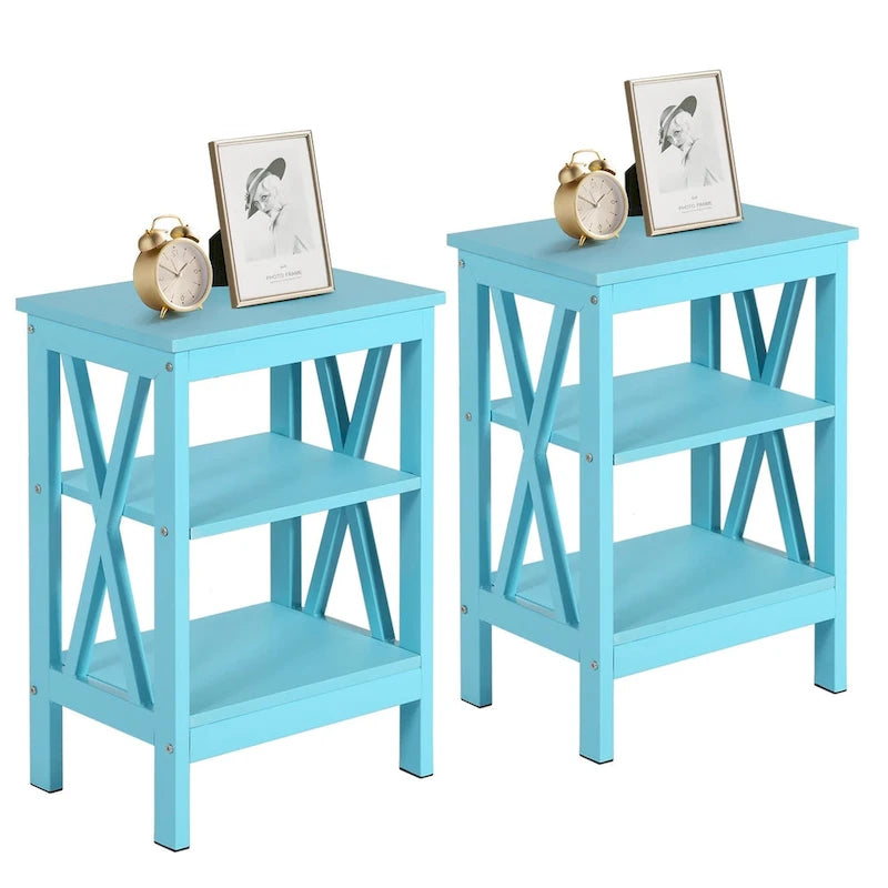 Table de chevet moderne avec 3 étagères de rangement, lot de 2 tables de chevet