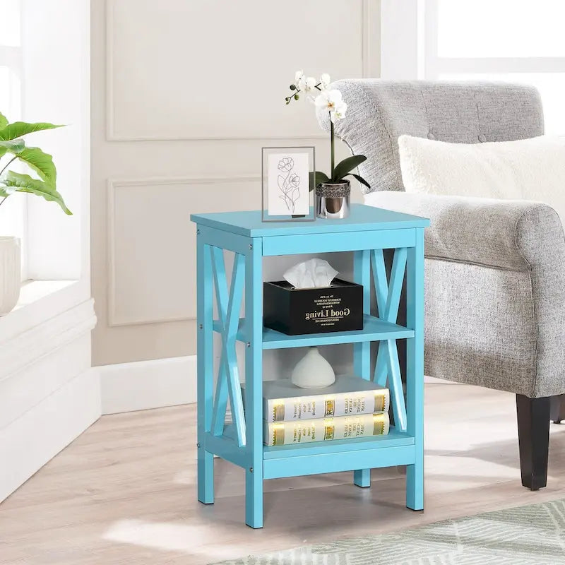 Table de chevet moderne avec 3 étagères de rangement, lot de 2 tables de chevet