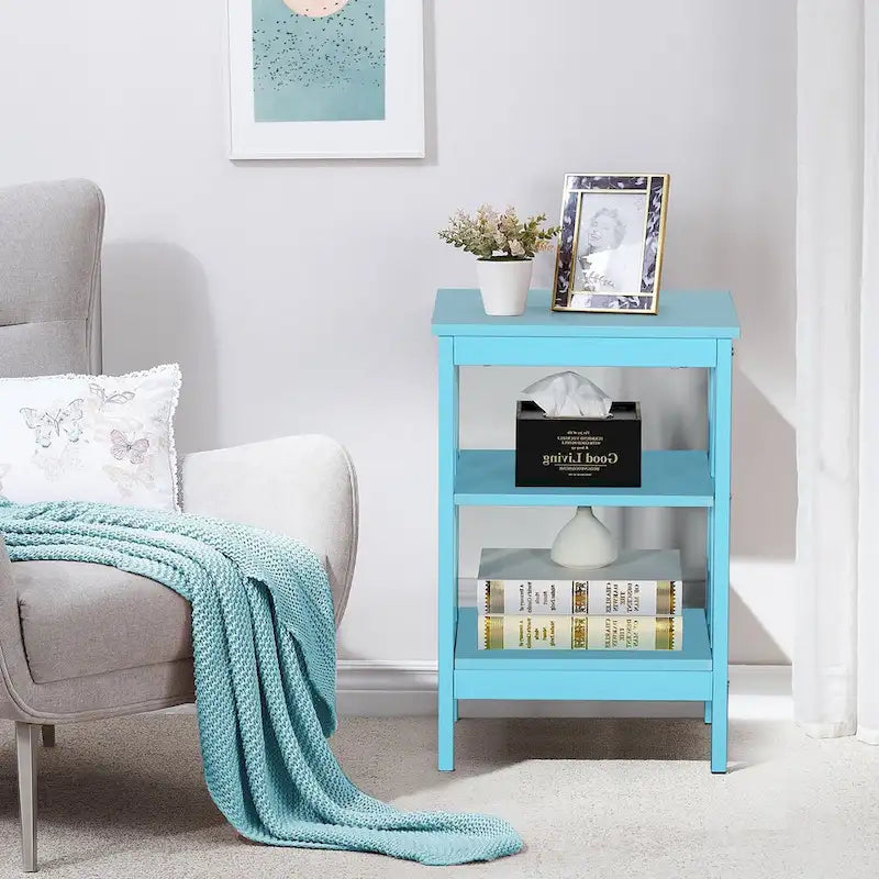 Table de chevet moderne avec 3 étagères de rangement, lot de 2 tables de chevet