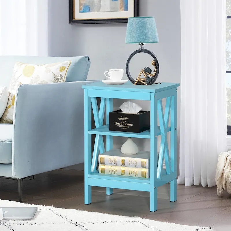 Table de chevet moderne avec 3 étagères de rangement, lot de 2 tables de chevet