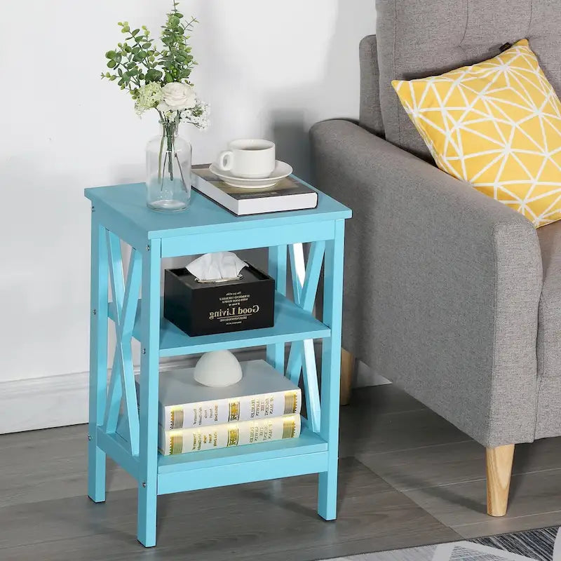 Table de chevet moderne avec 3 étagères de rangement, lot de 2 tables de chevet