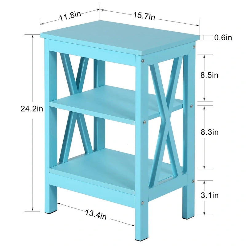 Table de chevet moderne avec 3 étagères de rangement, lot de 2 tables de chevet