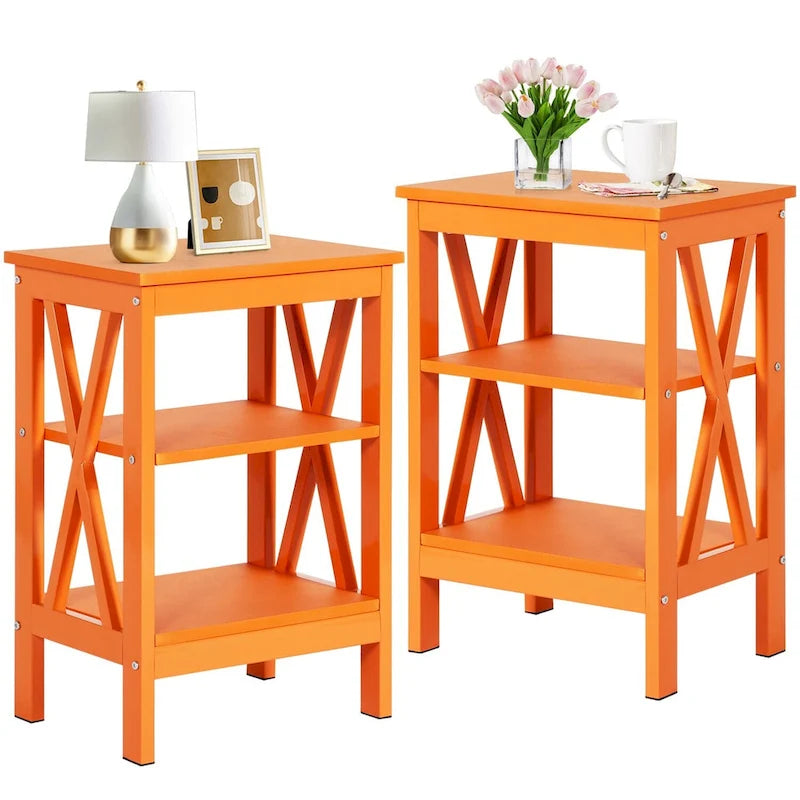 Table de chevet moderne avec 3 étagères de rangement, lot de 2 tables de chevet