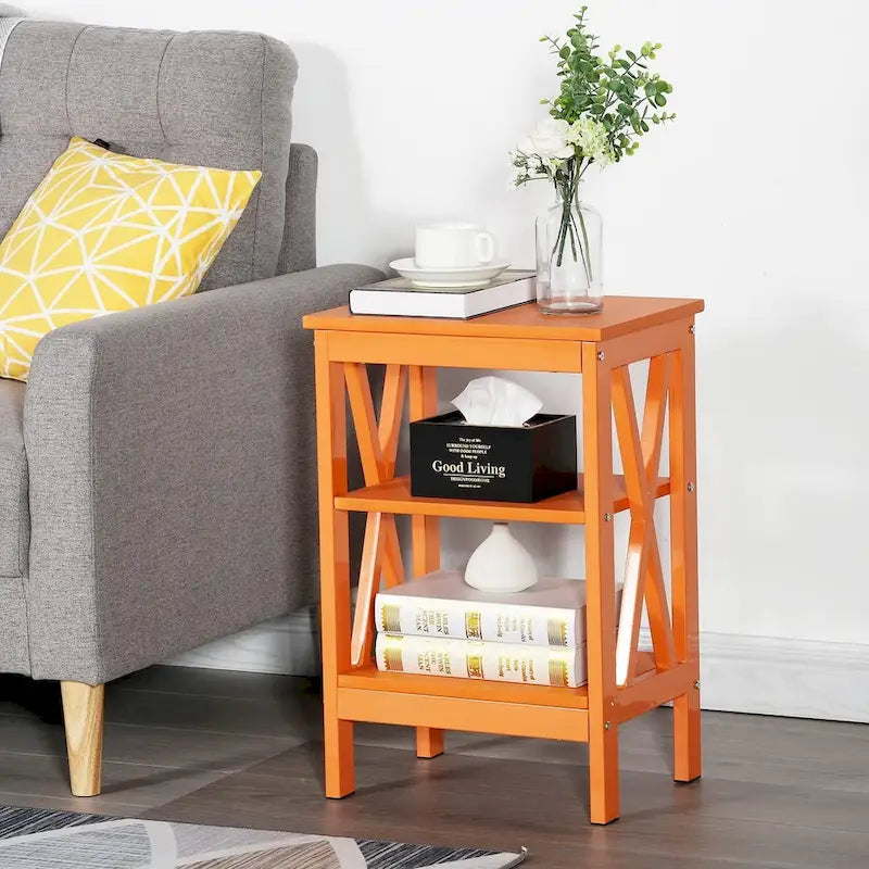 Table de chevet moderne avec 3 étagères de rangement, lot de 2 tables de chevet