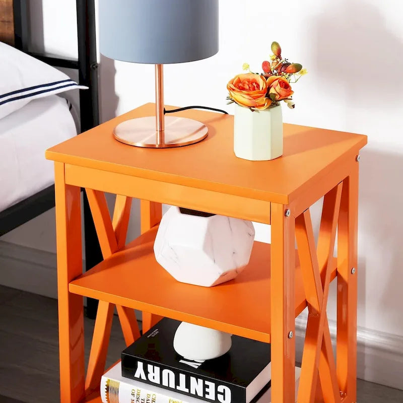 Table de chevet moderne avec 3 étagères de rangement, lot de 2 tables de chevet