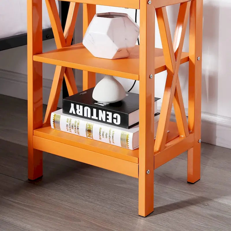 Table de chevet moderne avec 3 étagères de rangement, lot de 2 tables de chevet