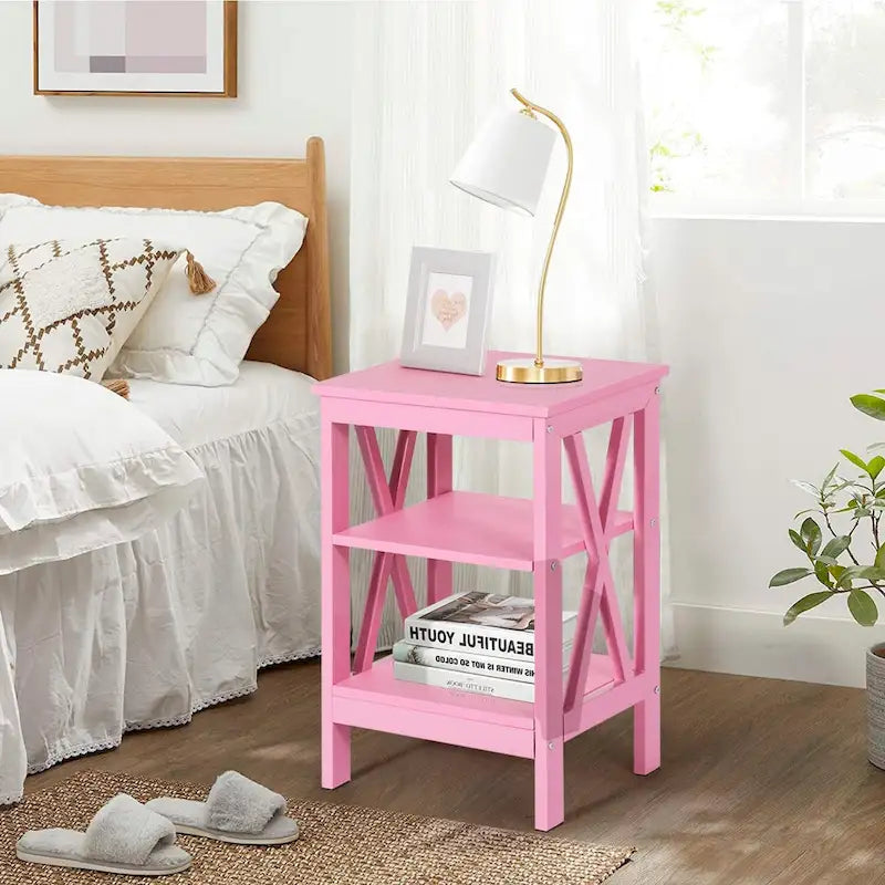 Table de chevet moderne avec 3 étagères de rangement, lot de 2 tables de chevet