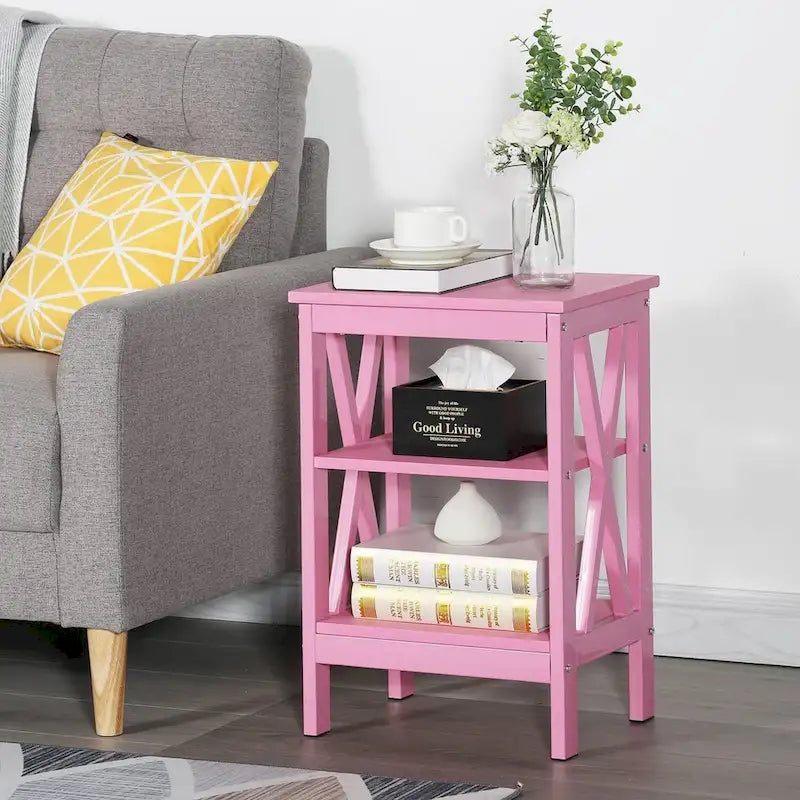 Table de chevet moderne avec 3 étagères de rangement, lot de 2 tables de chevet