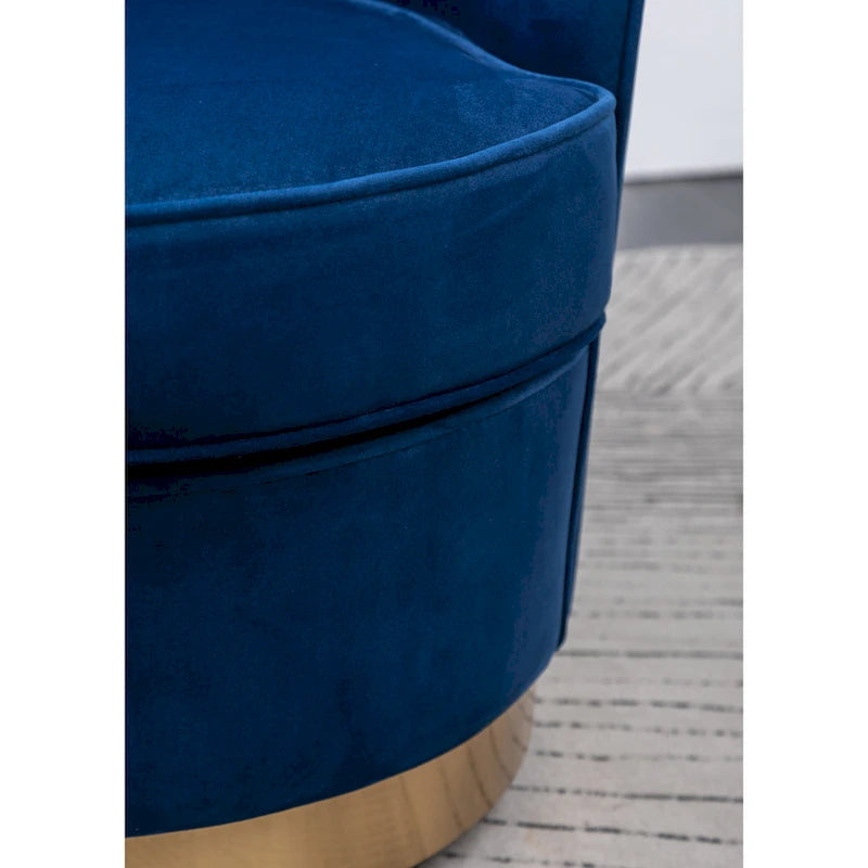 Fauteuil d'appoint moderne bleu 22 en velours avec piètement rond pivotant en métal pour le salon