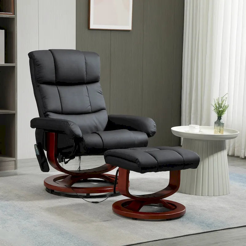 Fauteuil inclinable pivotant dossier haut noir 28.8 avec ottoman